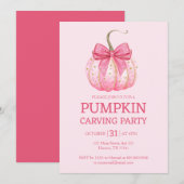 Roze Pompoen Carving Party Halloween Kaart (Voorkant / Achterkant)