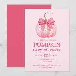 Roze Pompoen Carving Party Halloween Kaart