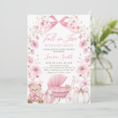 Roze pompoen Coquette Baby Carriage Baby shower Kaart (Staand voorkant)
