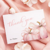 Roze pompoen Coquette Bow Baby shower Bedankkaart