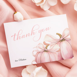 Roze pompoen Coquette Bow Baby shower Bedankkaart