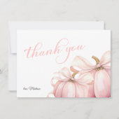 Roze pompoen Coquette Bow Baby shower Bedankkaart (Voorkant)