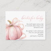 Roze Pompoen Coquette Bow Baby shower Boeken Baby Informatiekaartje (Voorkant)