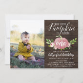 Roze Pompoen Custom Age Verjaardag Party Foto Kaart (Voorkant)