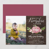 Roze Pompoen Custom Age Verjaardag Party Foto Kaart (Voorkant / Achterkant)