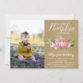 Roze Pompoen Custom Leeftijd Verjaardagsfeest Foto Kaart (Voorkant)