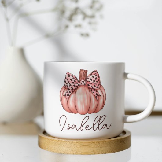 Roze Pompoen Custom Naam Herfst Herfstkoffie Mok