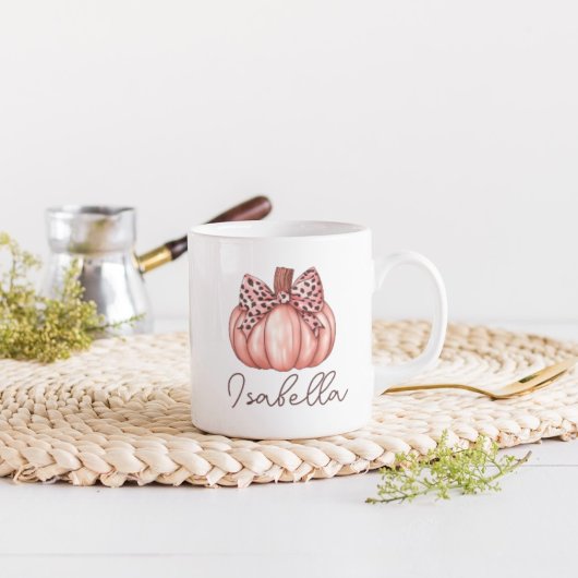 Roze Pompoen Custom Naam Herfst Herfstkoffie Mok