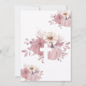Roze Pompoen Doop Kruis Uitnodiging (Achterkant)