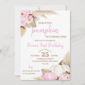 Roze pompoen draaien een verjaardag uitnodiging (Voorkant)