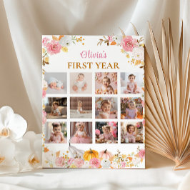 Roze pompoen eerste jaar foto mijlpaal Poster