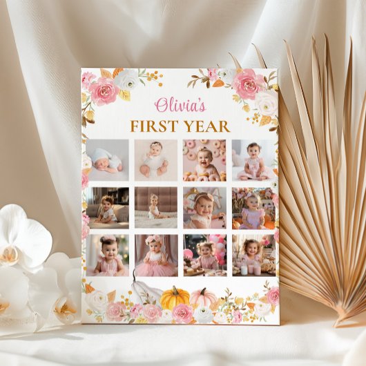 Roze pompoen eerste jaar foto mijlpaal Poster