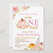 Roze pompoen eerste prachtige verjaardag uitnodigi kaart (Voorkant)