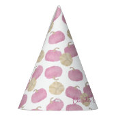 Roze pompoen eerste verjaardag Petten Feesthoedjes (Links)