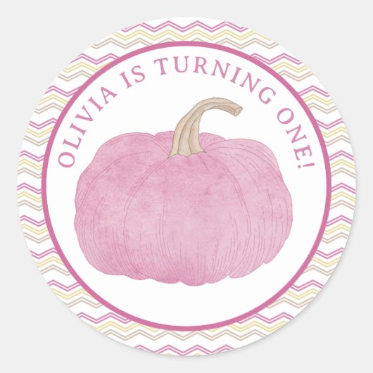 Roze pompoen eerste verjaardag Stickers (Voorkant)