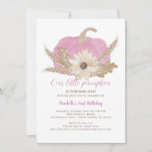 Roze pompoen eerste verjaardag uitnodiging (Voorkant)