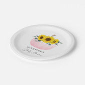 Roze pompoen en Baby shower van zonnebloemen Papieren Bordje (Gekanteld)