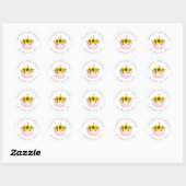 Roze pompoen en Baby shower van zonnebloemen Ronde Sticker (Vel)