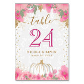 Roze pompoen en bloemen bruiloft zithoek grafiek kaart (Voorkant)