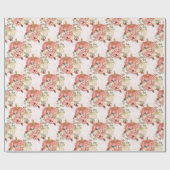 Roze pompoen en bloemen cadeau gunst cadeaupapier (Vlak)