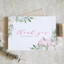 Roze pompoen en groen Herfst Baby shower