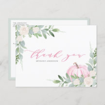 Roze pompoen en groen Herfst Dank u