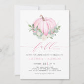 Roze pompoen en groen Herfst repetitie diner Kaart (Voorkant)