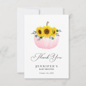 Roze Pompoen en Zonnebloem Dankkaart Bedankkaart (Voorkant)