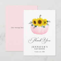 Roze Pompoen en Zonnebloem Dankkaart