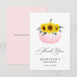 Roze Pompoen en Zonnebloem Dankkaart Bedankkaart