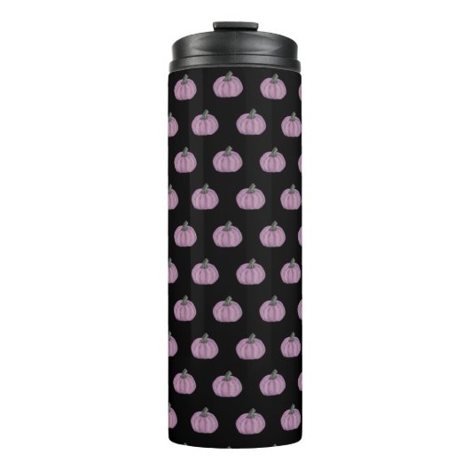 Roze pompoen en zwart thermosbeker (Voorkant)