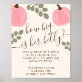 Roze Pompoen Eucalyptus Baby shower Belly Game Poster (Voorkant)