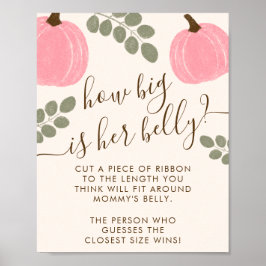 Roze Pompoen Eucalyptus Baby shower Belly Game Poster