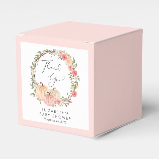 Roze pompoen Floral Baby Girl Shower Bedankdoosjes (Voorkant Zijde)