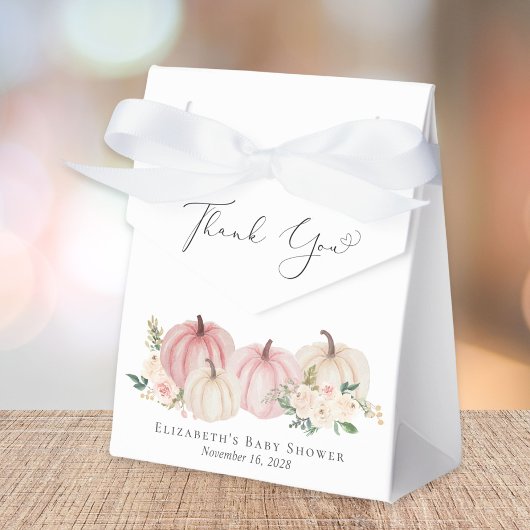 Roze pompoen Floral Baby Girl Shower Bedankdoosjes