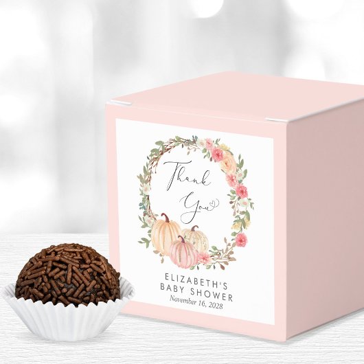 Roze pompoen Floral Baby Girl Shower Bedankdoosjes