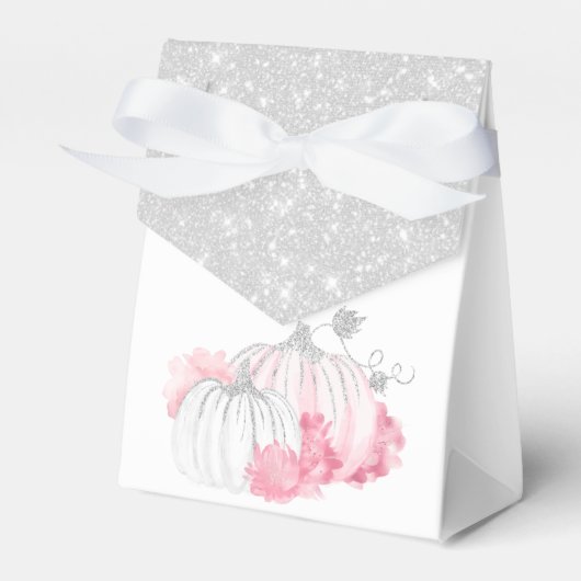 Roze pompoen Floral Baby Girl Shower Bedankdoosjes (Voorkant Zijde)