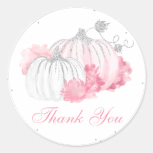 Roze pompoen Floral Baby Girl Shower Ronde Sticker