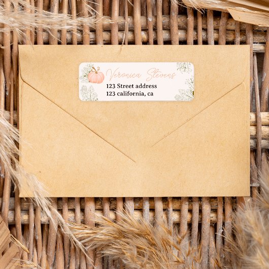 Roze pompoen floral chique baby shower etiket