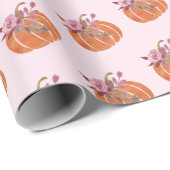 roze pompoen Floral Girly Birthday Cadeaupapier (Rol Hoek)
