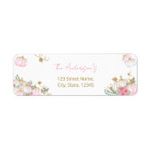 Roze Pompoen Floral retour adreslabel Etiket (Voorkant)