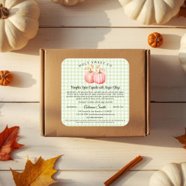 Roze Pompoen Gingham Bakkerij Cottage Eten Vierkante Sticker