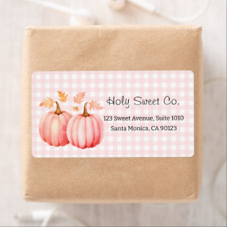 Roze Pompoen Gingham Bakkerij Verzending Etiket