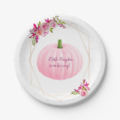 Roze Pompoen Girly Baby shower Papieren Bordje (Voorkant)
