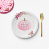 Roze Pompoen Girly Baby shower Papieren Bordje