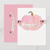 Roze Pompoen Glans Herfst Landelijk Bewaar de Datu Aankondigingskaart (Voorkant / Achterkant)