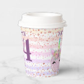 Roze pompoen glitter eenhoorn vierde verjaardag papieren bekers (Rechts)