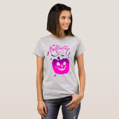 Roze Pompoen Grappig Gezicht Halloween T-shirt (Voorkant volledig)