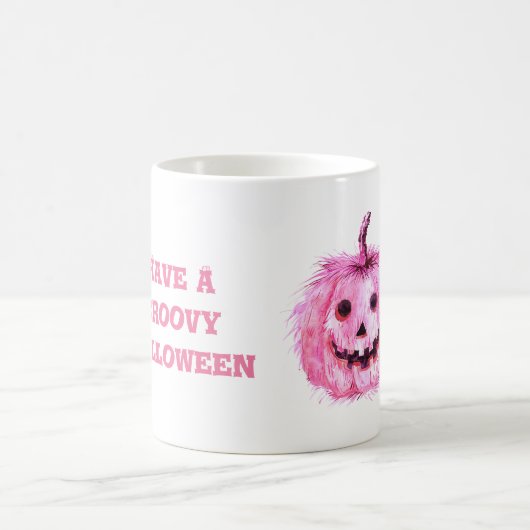 Roze Pompoen Groovy Halloween Koffiemok (Center)