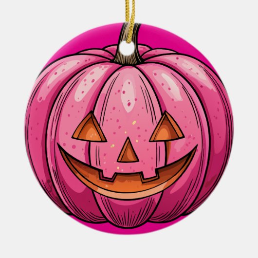Roze Pompoen Halloween Ornament  (Voorkant)